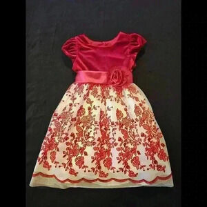 Jona Michelle Red and White Floral Dress for 5t Holiday Dress